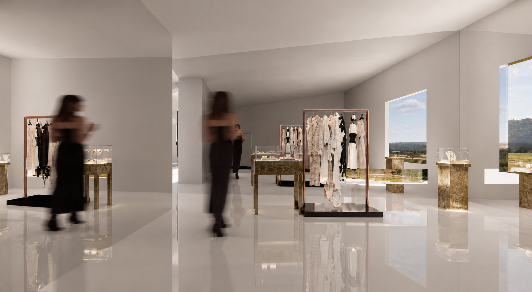 Mirrored interior at the CHANEL pop-up